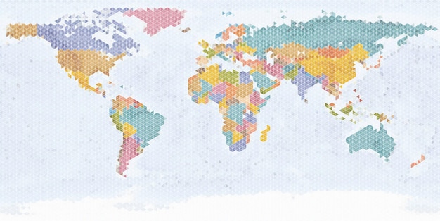 Colorful Watercolor World Map with Dotted Texture | Jiffy Designs