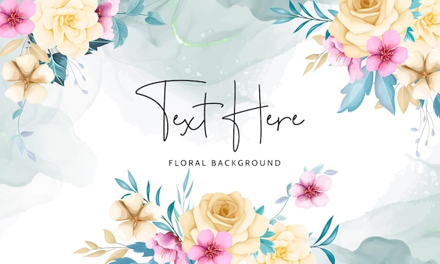 Elegant Floral Background with Handwritten Text and Blooming Flowers ...