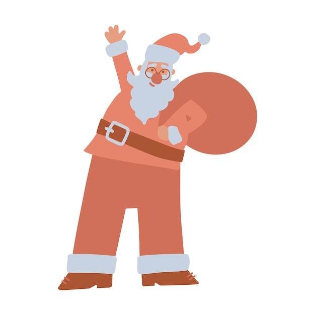 Jolly Santa Claus Waving with Sack of Gifts | Jiffy Designs