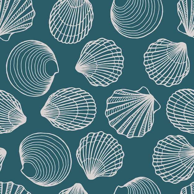 Elegant Seashell Pattern in Teal and White | Jiffy Designs