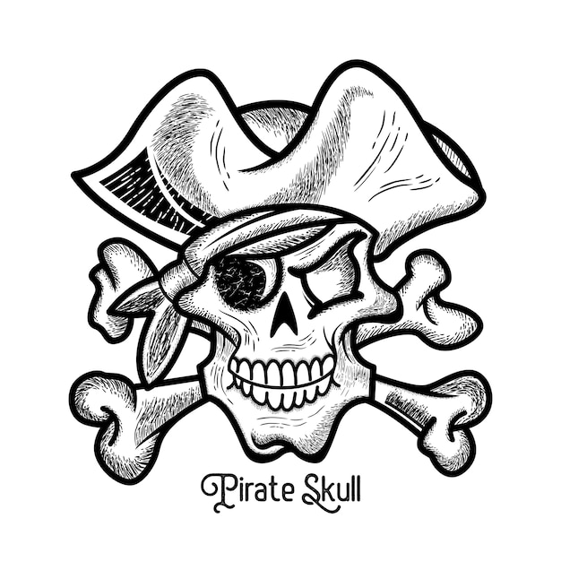 Iconic Pirate Skull with Crossed Bones in Vintage Illustration | Jiffy ...
