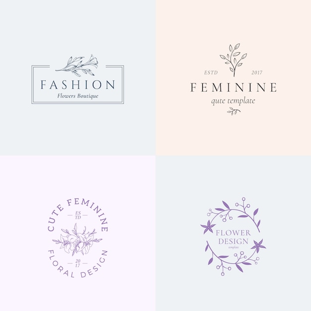 Elegant Floral Logos with Minimalist Typography and Botanical Motifs ...