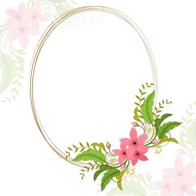 Elegant Floral Frame with Pink Hibiscus and Green Leaves | Jiffy Designs
