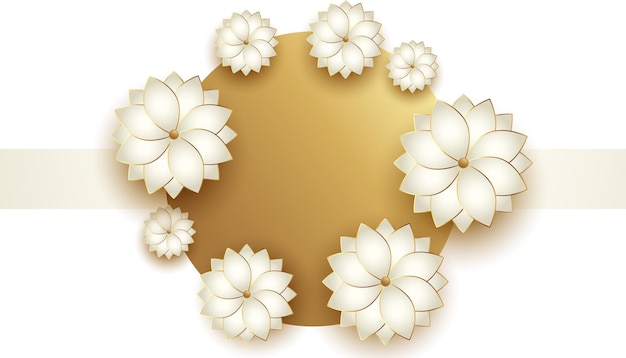 Elegant Floral Frame with Golden Backdrop and White Blossoms | Jiffy ...