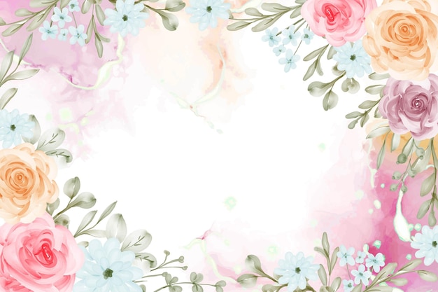 Delicate Floral Watercolor Frame with Roses and Wildflowers | Jiffy Designs