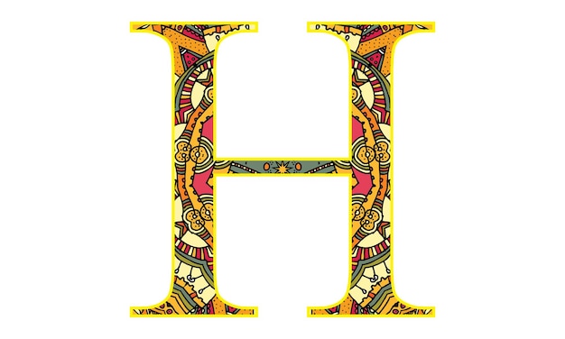 Vibrant Tribal Letter H with Intricate Geometric Patterns | Jiffy Designs