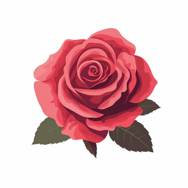 Vibrant Red Rose with Intricate Petals and Leaves | Jiffy Designs