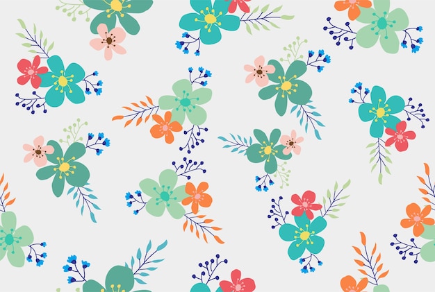 Vibrant Floral Pattern with Colorful Blooms and Foliage | Jiffy Designs