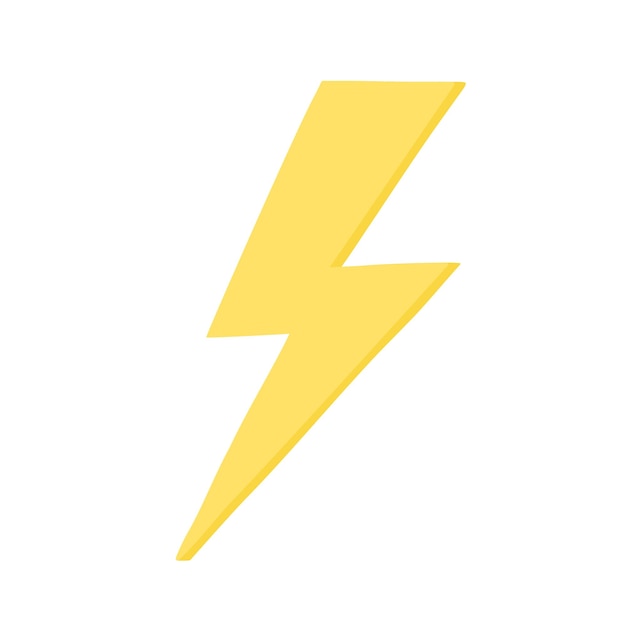 Vibrant Yellow Lightning Bolt Icon on White Background | Jiffy Designs