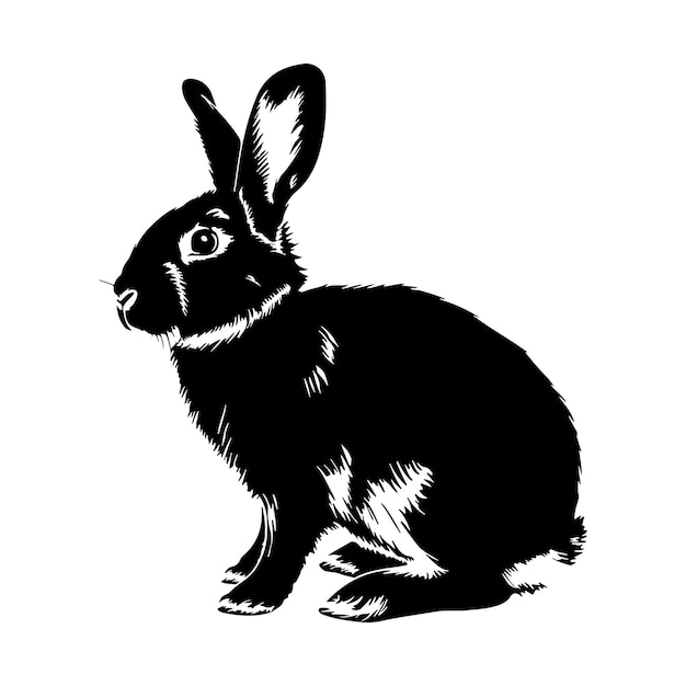 Striking Monochrome Rabbit: A Bold Silhouette Portrait | Jiffy Designs