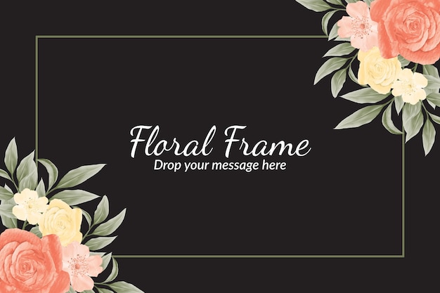 Elegant Floral Frame with Soft Peach Roses and Greenery | Jiffy Designs
