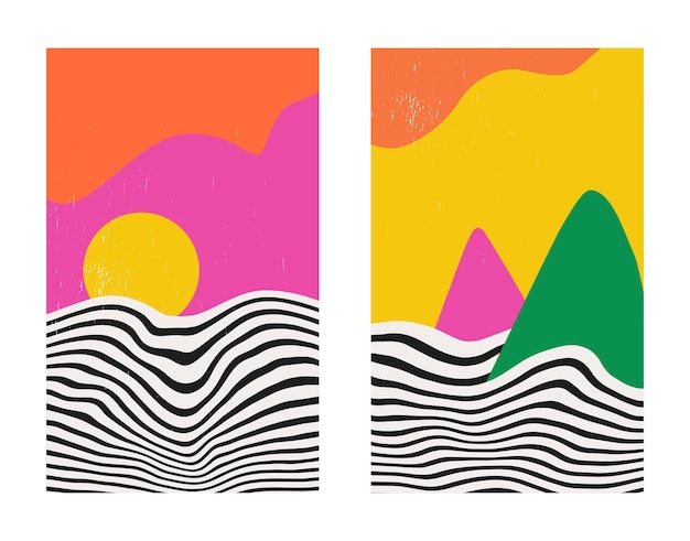 Vibrant Abstract Landscape Patterns with Geometric Shapes | Jiffy Designs