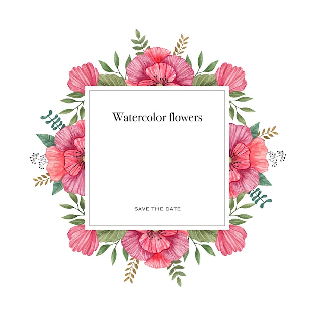 Watercolor Pink Floral Frame with Delicate Blooms | Jiffy Designs