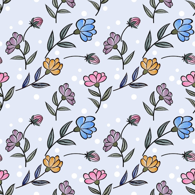 Vibrant Floral Pattern with Playful Blooms and Leaves | Jiffy Designs