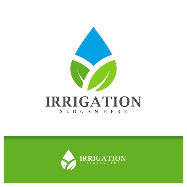 Green Leaf Droplet Irrigation Logo with Slogan Jiffy Designs
