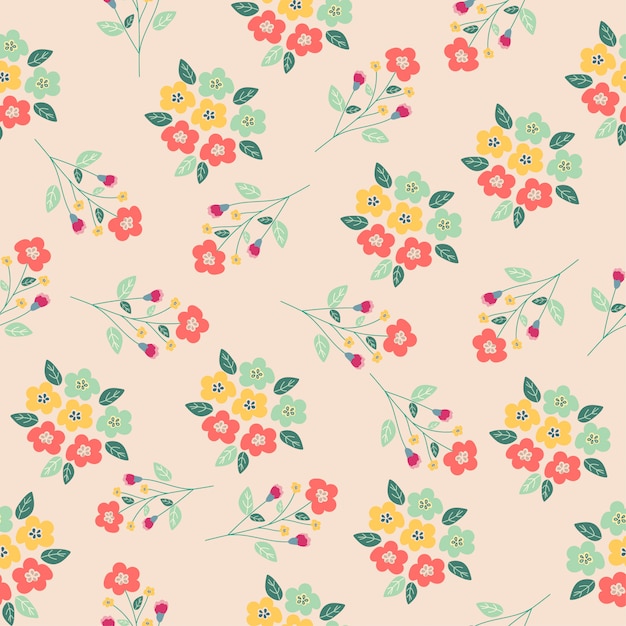 Vibrant Floral Pattern with Delicate Blooms and Leaves | Jiffy Designs