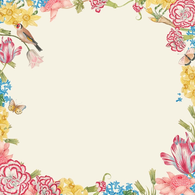 Vibrant Floral Frame with Butterflies and Blooms | Jiffy Designs