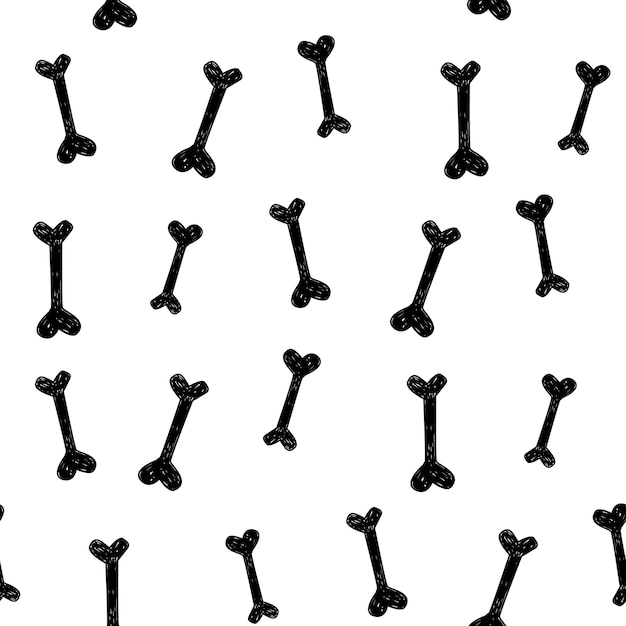 Stylized Black Bone Icons Pattern on White Background | Jiffy Designs