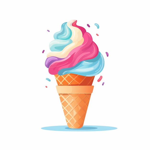 Vibrant Ice Cream Swirl in a Waffle Cone | Jiffy Designs