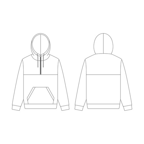Template Half Zip Hoodie Vector Illustration Flat Design Outline