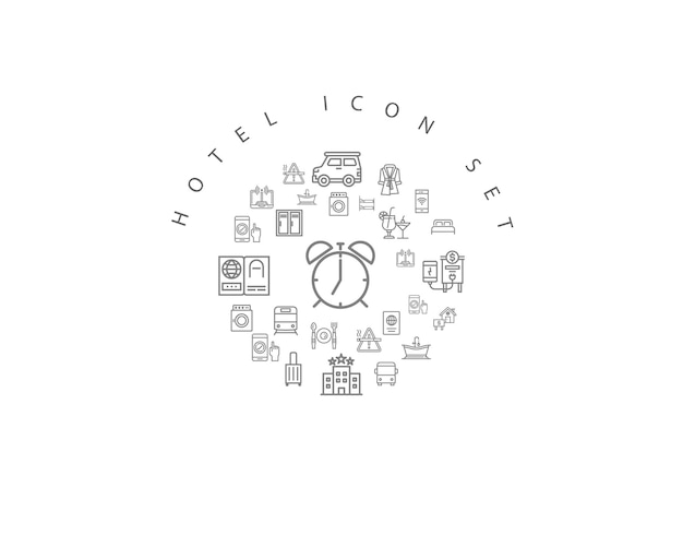 Diverse Collection of Versatile Hotel-Themed Graphic Icons | Jiffy Designs