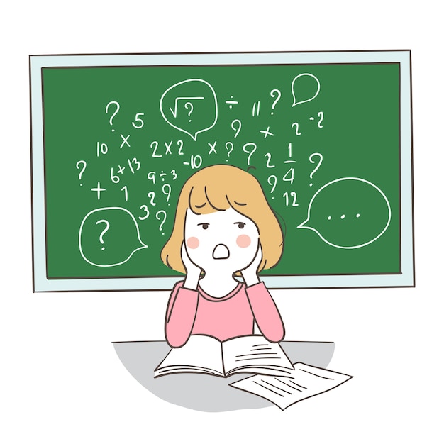 Perplexed Student Struggling with Math Equations on Chalkboard | Jiffy ...