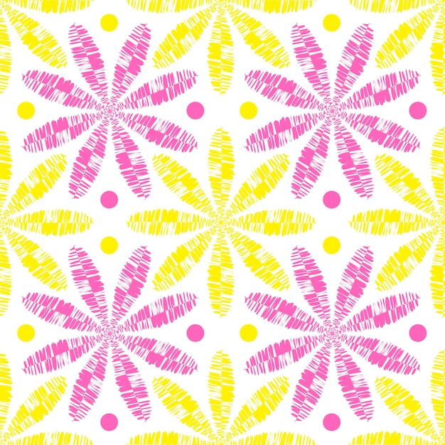 Vibrant Floral Burst Pattern in Sunny Yellow and Pink | Jiffy Designs