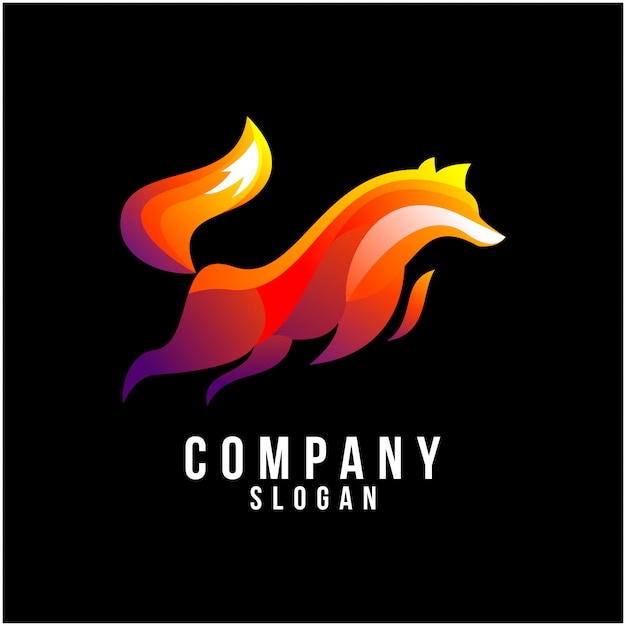 Vibrant Fiery Fox Silhouette with Gradient Flame Design | Jiffy Designs