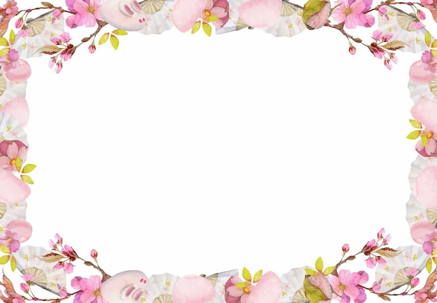Delicate Floral Frame with Soft Pink Blossoms and Leaves | Jiffy Designs