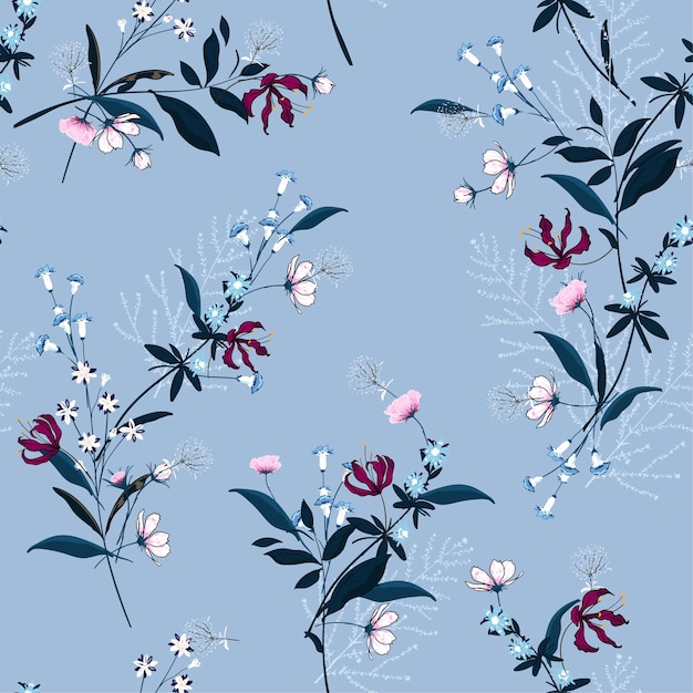 Elegant Floral Pattern on Blue Background | Jiffy Designs