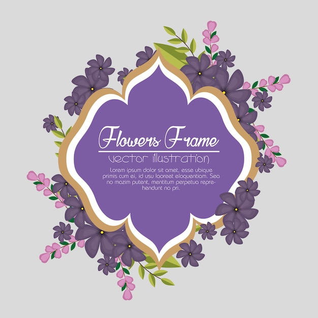 Elegant Floral Frame with Vibrant Purple Blooms | Jiffy Designs
