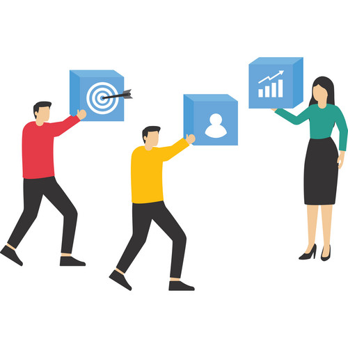 Collaboration Or Cooperate For Team Success, Working Together As ...