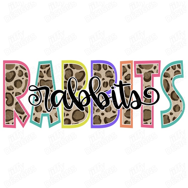 'Rabbits' Colorful Letters with Leopard Print and Cursive Script ...