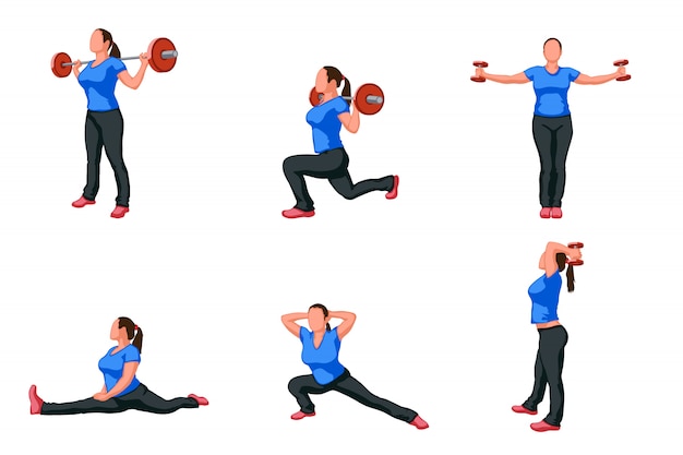 Dynamic Fitness Poses in Vibrant Workout Attire | Jiffy Designs
