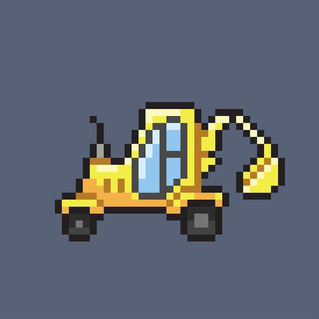 Charming Pixel Art Bulldozer on a Slate Background | Jiffy Designs