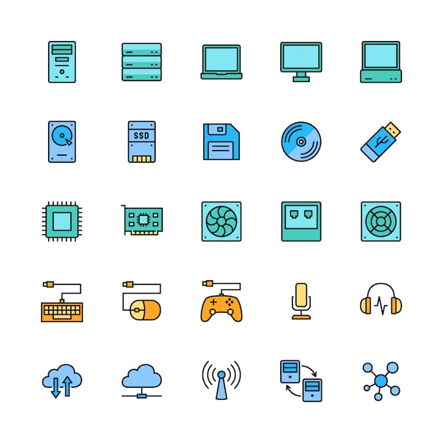 Vibrant Collection of Versatile Computer and Tech Icons | Jiffy Designs