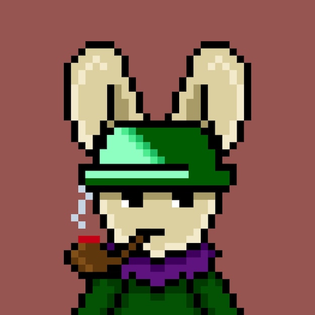Mischievous Pixel Rabbit in Vibrant Attire | Jiffy Designs