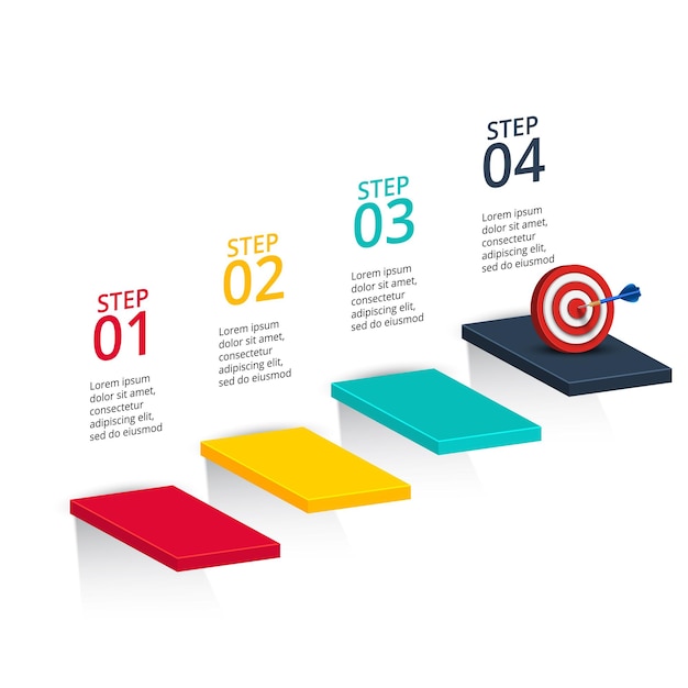 Colorful Step-by-Step Infographic with Target and Arrows | Jiffy Designs