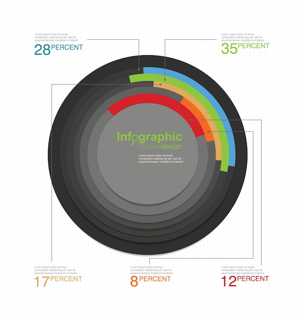 Circular Infographic Design with Colorful Segmented Sections and ...