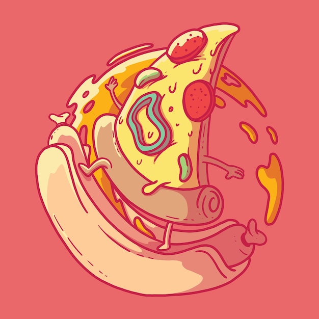 Vibrant Cosmic Pizza Slice Soaring Through Space | Jiffy Designs