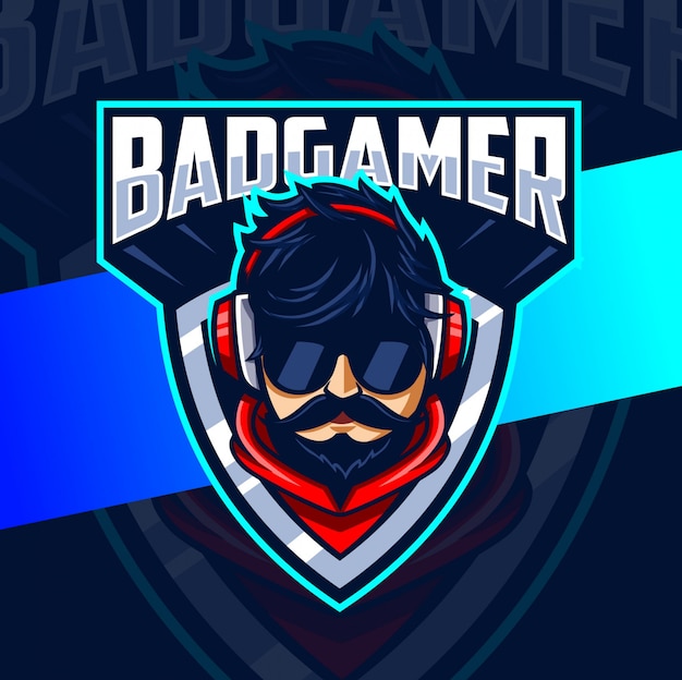 Badgamer: Iconic Esports Gaming Emblem with Masked Warrior | Jiffy Designs