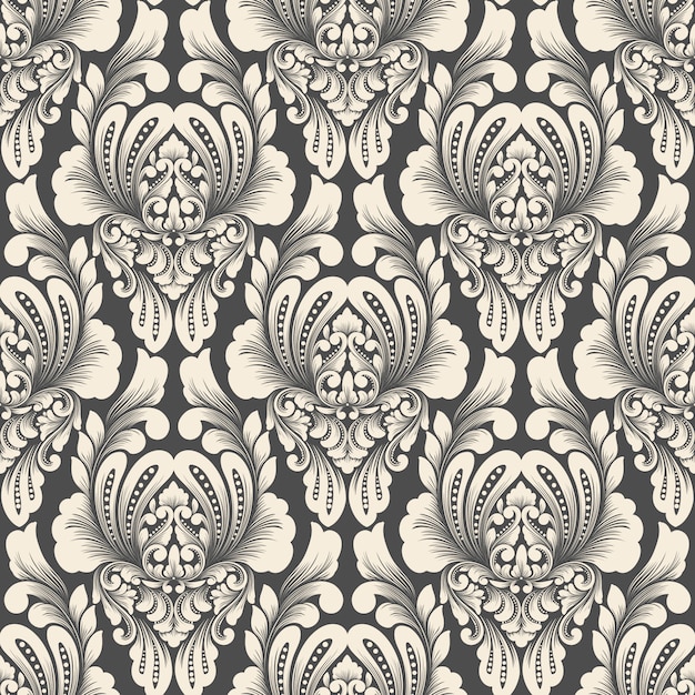 Elegant Floral Damask Pattern in Monochrome Tones | Jiffy Designs