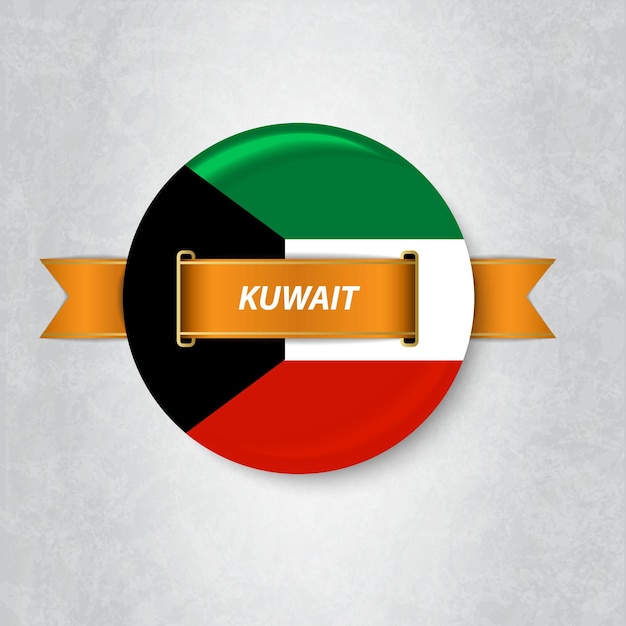 Vibrant Kuwait Flag Emblem with Ribbon Banner | Jiffy Designs