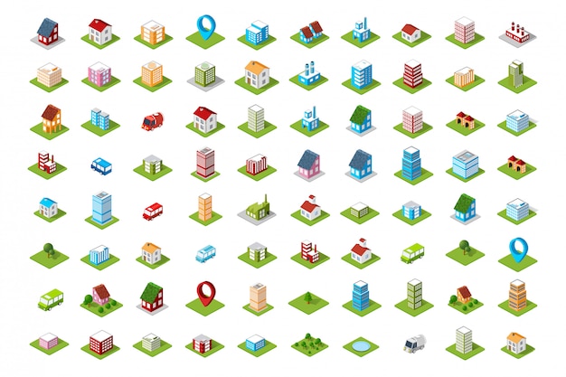 Vibrant Isometric Buildings and Landmarks Collection for Digital Art ...