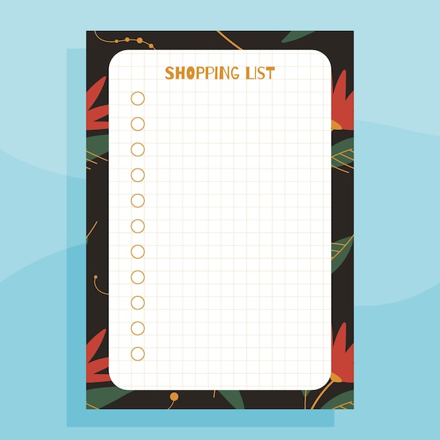 Vibrant Floral Border Framing Shopping List Template | Jiffy Designs