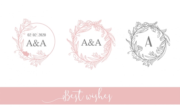 Elegant Floral Monogram Frames with Cursive Text | Jiffy Designs
