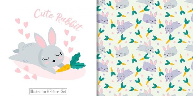 Adorable Rabbit Illustration and Vibrant Bunny Pattern | Jiffy Designs