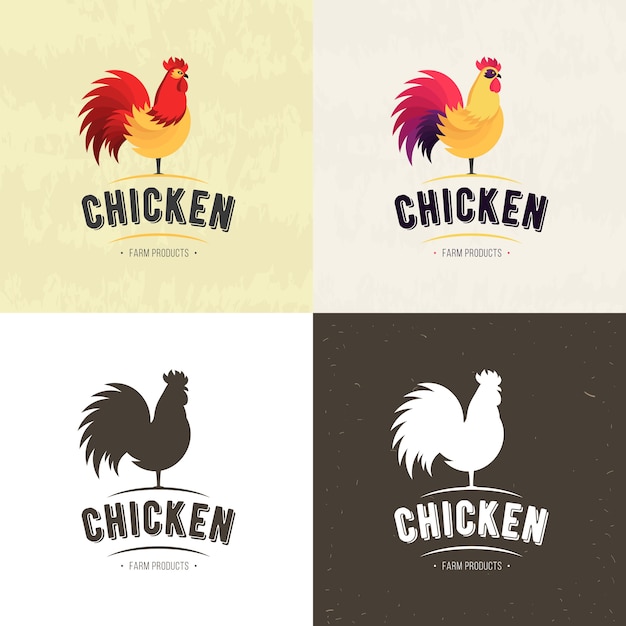Vibrant Rooster Silhouettes in Diverse Color Schemes | Jiffy Designs