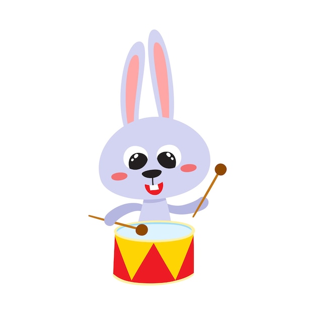Cheerful Bunny Drummer with Vibrant Drum | Jiffy Designs