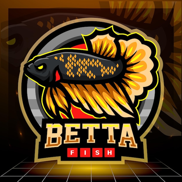 Vibrant Betta Fish Emblem with Striking Sunburst Design | Jiffy Designs